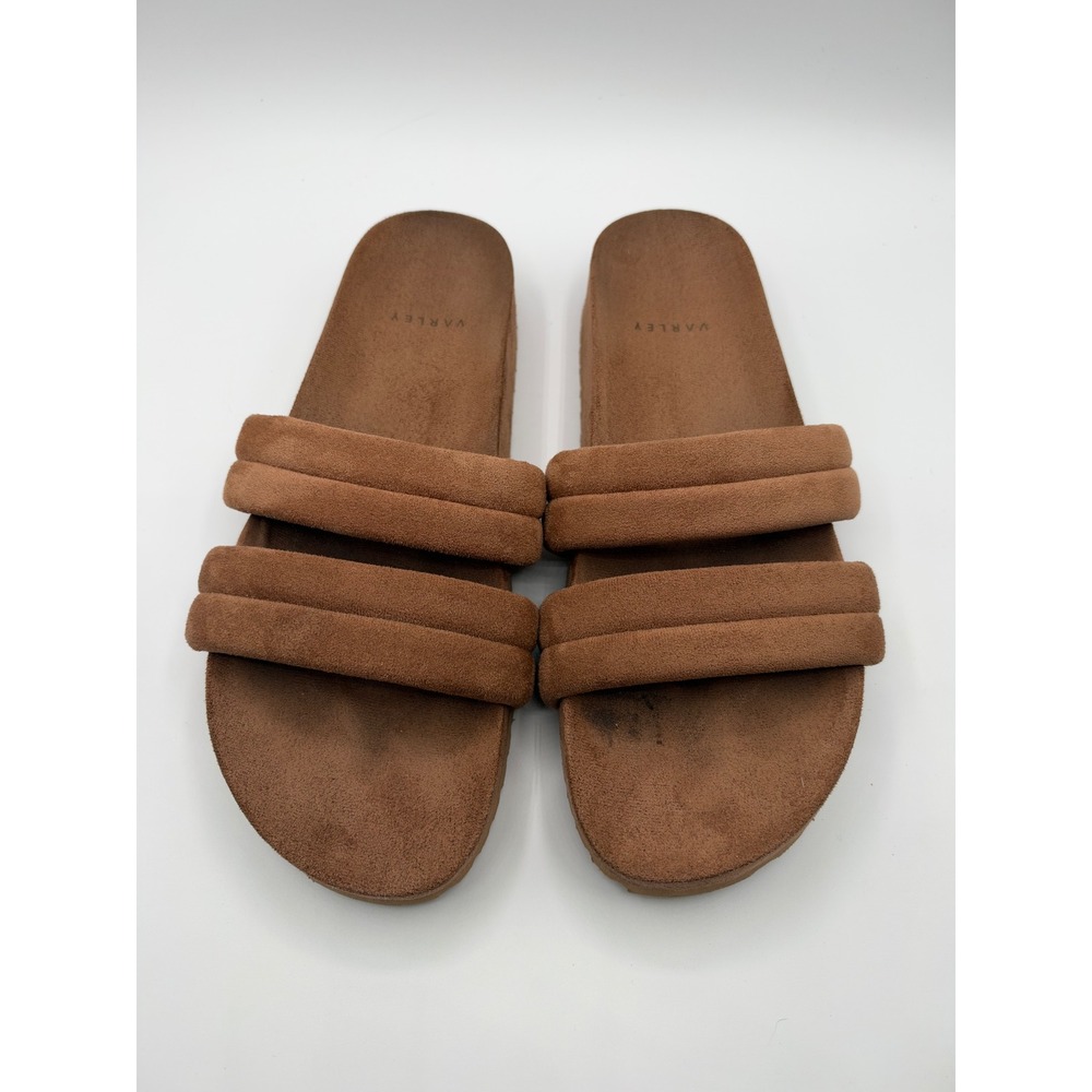 Varley Giles Quilted Double Strap Slide Sandals Faux Suede Women 9